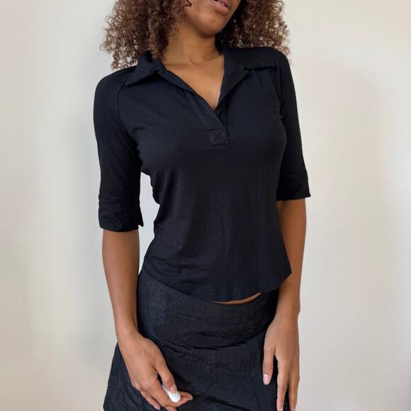 Vintage Replay black slinky collared top (Medium) - Picture 4 of 7